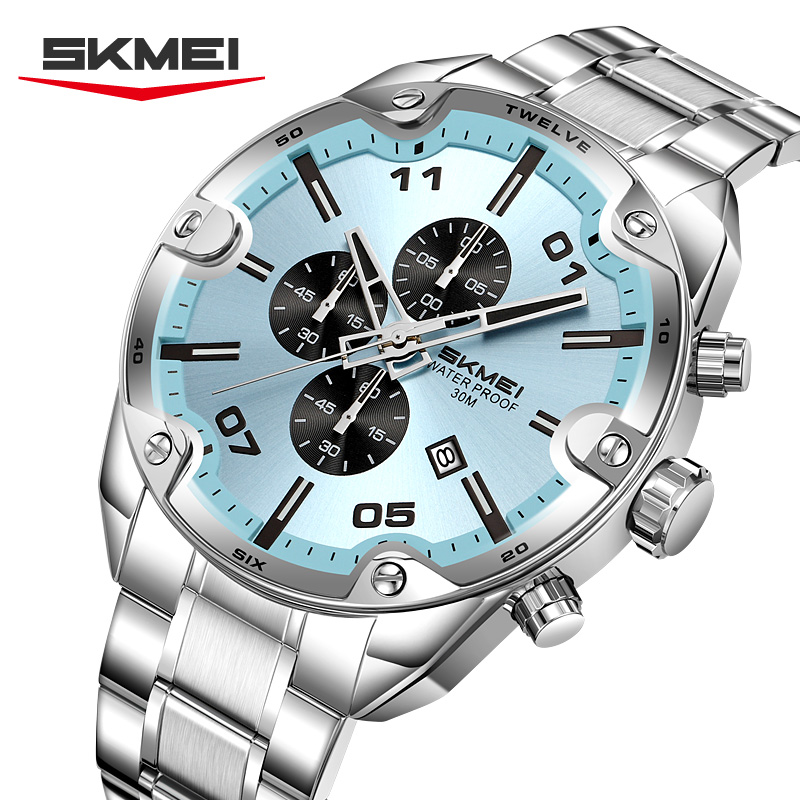 Suede Strap Watch - SKMEI 9387 Mode Kalender Chronograaf Roestvrij