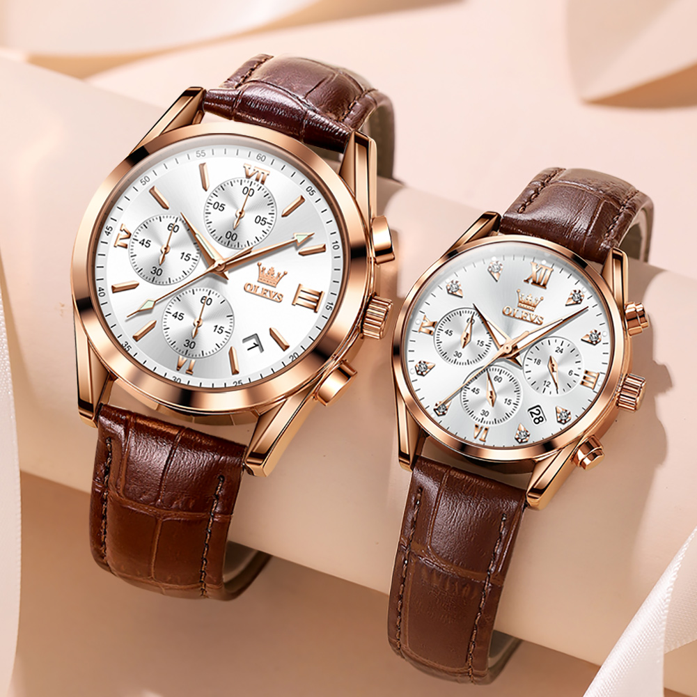 Leather Watch Band Men - Olevs Paar Horloge Voor Mannen Vrouwen