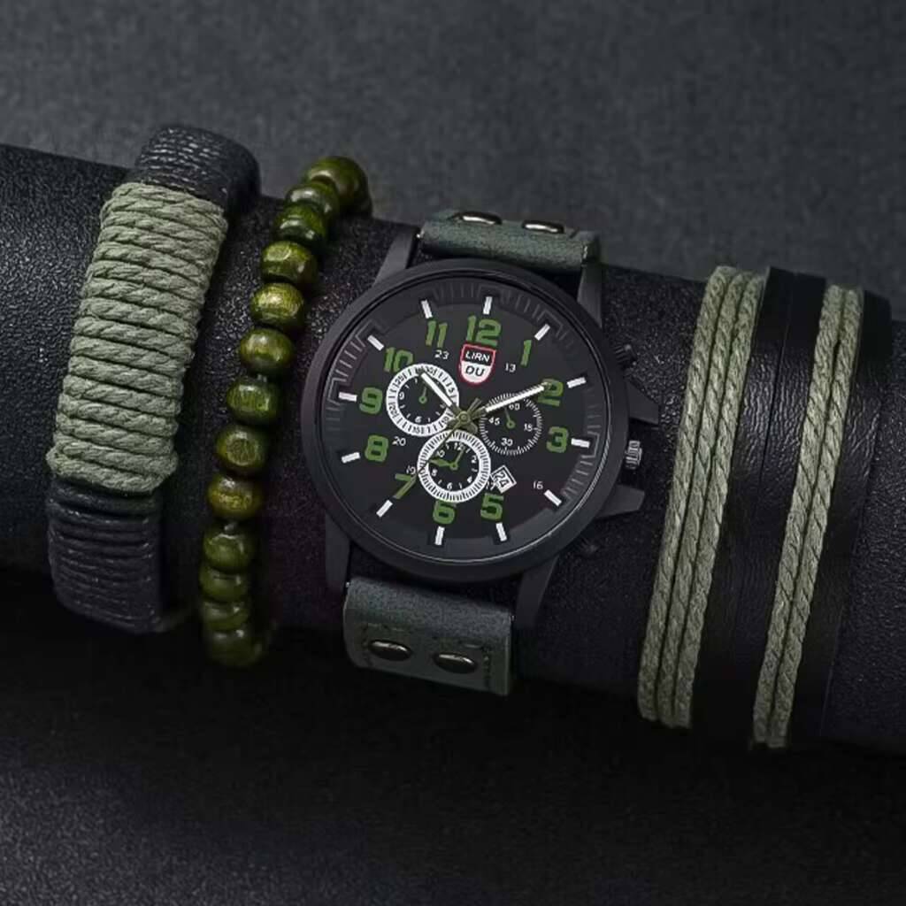4 stks/set Mannen Sport Horlog - Leather Watch Band Men recensie en prijs