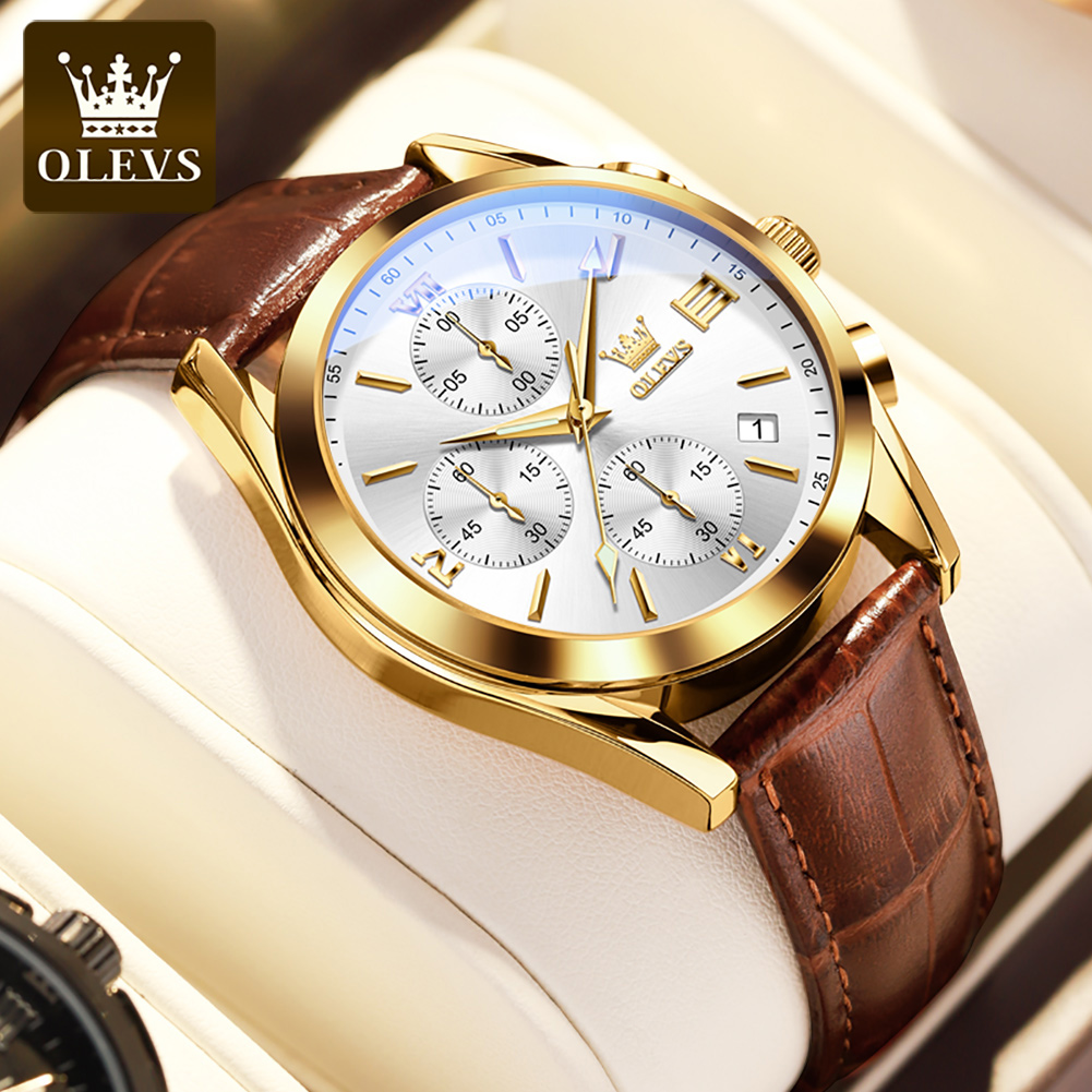 Olevs 2872 Chronograaf Heren P - Leather Watch Band Men recensie en prijs