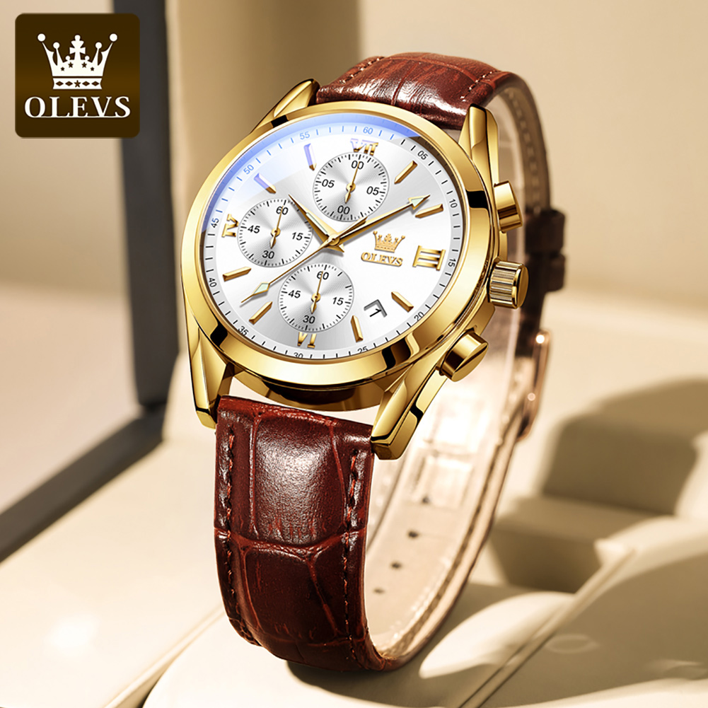 Olevs 2872 Chronograaf Heren P - Leather Watch Band Men recensie en prijs
